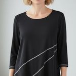 Clara Sun Woo Black Asymmetrical Seam Tunic Top Size XL Photo 0