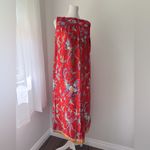 Red Floral Print Square Neckline Sleeveless Muumuu Midi Dress Photo 4