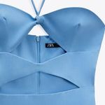ZARA Wedding dress midi halter  blue fitted bodycon cut out baby blue Photo 12