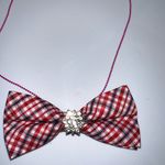 “Dainty Dapper”Red Plaid Bow Tie Necklace Red Photo 1