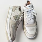 Prada   Downtown Perforated White Leather Sneakers Women's 39/9 EUC 1E792M Photo 0