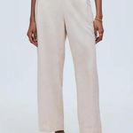 Madewell Linen Blend Pull On Straight Crop Pant Pockets Natural Beige US 00 NWT Photo 0