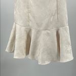 DO+BE Cream Mini Dress L floral puff short sleeve drop waist damask bridal Photo 8