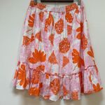 Lilly Pulitzer  Seeing Double Pink Orange‎ Linen Tiered Ruffle Skirt Size Medium Photo 4