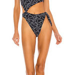 Revolve Lovewave Nadege One Piece Swimsuit in Black & White Swirl Size XS Photo 0