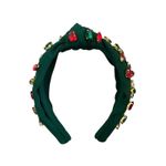 Piper K knotted headband embellished with red and green rhinestones Christmas Photo 2
