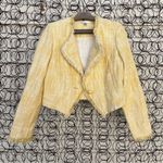 CAbi  Daisy Yellow rough woven tweed crop blazer jacket SMALL Photo 0