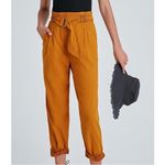 Anthropologie Straight Leg High Rise Malin Utility Pants with Tie Belt | S Photo 5