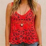 Verty Women's Sleeveless Open Work Lace Layering Tank Cami Cropped Top Sz M / L Photo 0