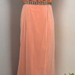 Vintage 60s Orange Empire Waist Sleeveless Chiffon Maxi Gown Size M Photo 0