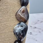 None Chunky Black Agate Stone Statement Necklace Witchy Whimsy Goth Heavy Large 21" Photo 5