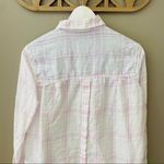 Free People  No Limits Plaid Linen Shirt White/Pink Sz XS Photo 6