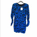 ZARA NWT DRAPED Floral Ruched PRINT DRESS Mid-blue Photo 10