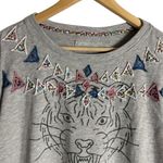Anthropologie Luna Mercantile Co Gray Graphic Tiger Embellished Crew Sweatshirt Photo 5