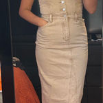 Tan Denim Midi Dress Photo 0