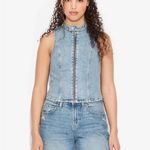 Wild Fable Denim Moto Vest Mock Neck Medium Wash  Sz XS NWT Fall Moto Biker Photo 4