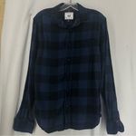 Denim & Flower s Checkered Button Down Flannel Women’s Medium Blue Photo 0