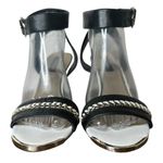 White House | Black Market Ashton Leather Ankle Strap Wedge Heel Sandals Chain 9 Photo 10