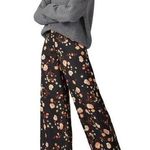 Jill Stuart Rent the runway sz 10 black floral Anouk print Jill Stewart silk pants wide leg Photo 0