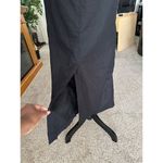 Black Elastic Waist Midi Skirt With Drawstring & Back Slit Photo 5