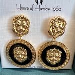 House of Harlow 1960 | Vintage Lion Art Deco Earrings ✨ Gold Photo 6