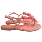 Sam Edelman Eliza Woven Thong Round Chic Flat Sandals Pink Lily Stripe Size 7 Photo 2