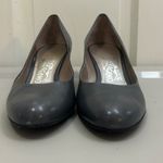 Salvatore Ferragamo  Gray Leather Pointed Toe Kitten Heel Pumps Size 6.5 B Luxury Photo 2