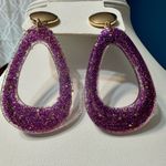 Ava and Aiden H Goldtone Sparkly Purple Teardrop earrings Gold Photo 5