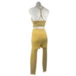 JoyLab Yellow Gold Velour Velvet Sleeveless Crop Top Leggings Pants 2 Pc Set XS Photo 2