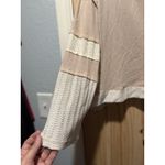 POL Cozy Star Patch Colorblock Womens Medium Long Sleeve Beige Tan Oversized Photo 4