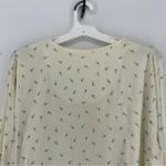 Aria  Long Sleeve Button Floral Ribbed Blouse Shirt Womens Large Beige Photo 6