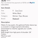 Madewell slightly sheer white cotton top w/ black, red & yellow embroidery. S Photo 8