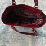 Anne Klein  Dark Red Faux Patent Croc Leather Handbag w Gold Colored Accents Photo 3