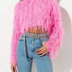 Akira Pink Fringe Sweater Photo 0