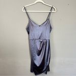 Lulus Forever Your Girl Slate Blue Satin Bodycon Dress NEW Size L Photo 2