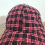 Red and Black Plaid Baseball Cap One Size Wool Blend Plaid Baseball Hat Photo 2