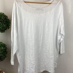Ralph Lauren  White Long Sleeve Crochet Boat Neck T Shirt Top 3X Photo 0