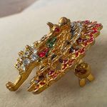 Vintage Gold Multicolor Peacock Broooch Pin Photo 2