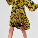 Free People  Not Your‎ Baby Floral Mini Dress XS Black Yellow Photo 0