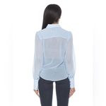 Alexia Admor ‎ NWT Womens 6 Zayn Blouson Sleeve Sheer Blouse Halogen Blue Photo 2