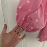 Ganni Polka Dot Print Balloon Sleeve Smocked Blouse Photo 2