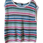 Talbots  Striped Knit Tank Top Sleeveless‎ Crochet Colorful Casual Summer Large Photo 0