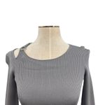 Helmut Lang  Ring Shoulder Knit Top Sweater Cut Out Gray Silver Size XS Photo 2
