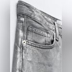 ZARA ZW THE METALLIC SLIM FIT JEANS PANTS Straight Leg SILVER/Gray Size 2 NEW Photo 9