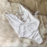 We Wore What Bow One Piece Swimsuit Floral Jacquard White Size Medium NWT Photo 0