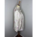 Ann Mashburn  Silk Button-front 3/4 Sleeve Cream Pink Floral Blouse Large L Photo 3