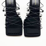 Good American NIB Black Strappy Square Toe Mule Faux Leather Sandal 7 Photo 3