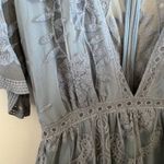 Dainty Hooligan  Periwinkle Blue Plunging Neckline Lace Romper Photo 2