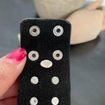 Kara NYC Cara New York Vintage y2k Leather Punk Rivets Decor Wide Bracelet Unisex cuff wristband snap moto rock whimsygoth OS 2 row pyramid metallic Photo 3