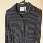 L'Academie Black Striped Button Down Tie Front Shirt Dress XS NWOT Photo 1